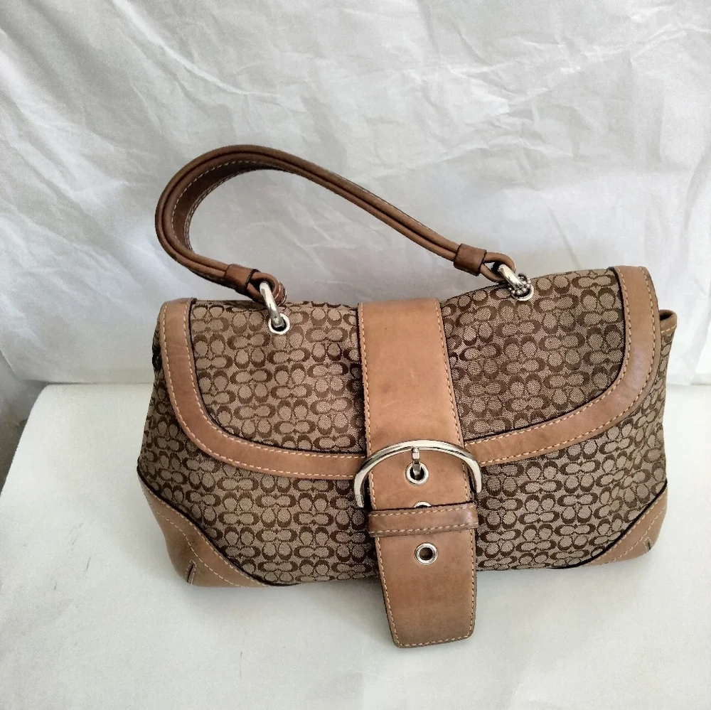 Vintage Coach  Leather canvas monogram Small Handbag - Picture 5 of 16